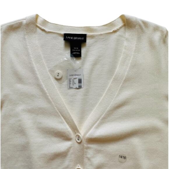 Lane Bryant Cardigan Sweater Cream Cotton Pockets Button Front Size 14/16 XL NEW - Picture 9 of 11